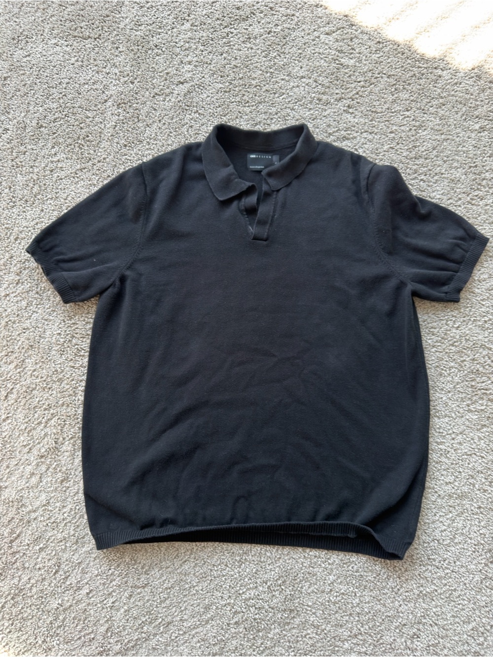 ASOS Black Short-Sleeve Knit Notched Polo